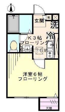 ゼルコバ・グローブ(1K/1階)の間取り写真
