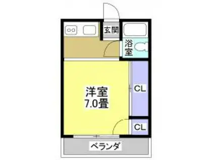 青雲荘(1K/2階)の間取り写真