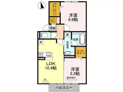 プレミアム弐番館(2LDK/1階)の間取り写真