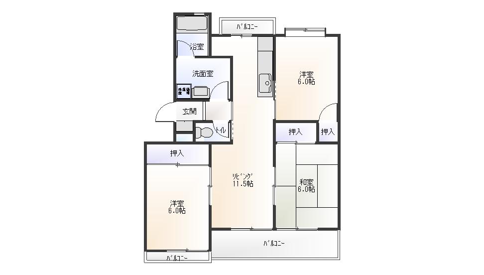 桜台マンション(3LDK/4階)の間取り写真