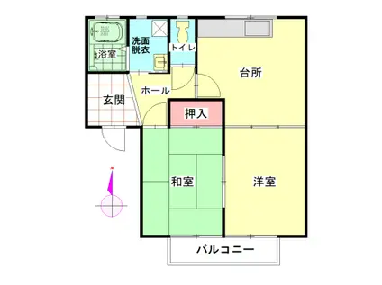 メイプルコート国分寺B(2DK/2階)の間取り写真