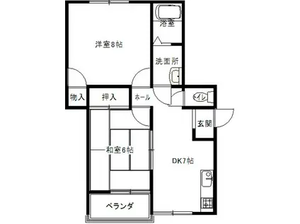 カーサロンターノ(2DK/2階)の間取り写真