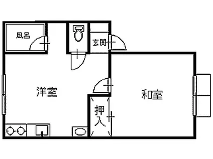 コーポ西園A(1DK/2階)の間取り写真