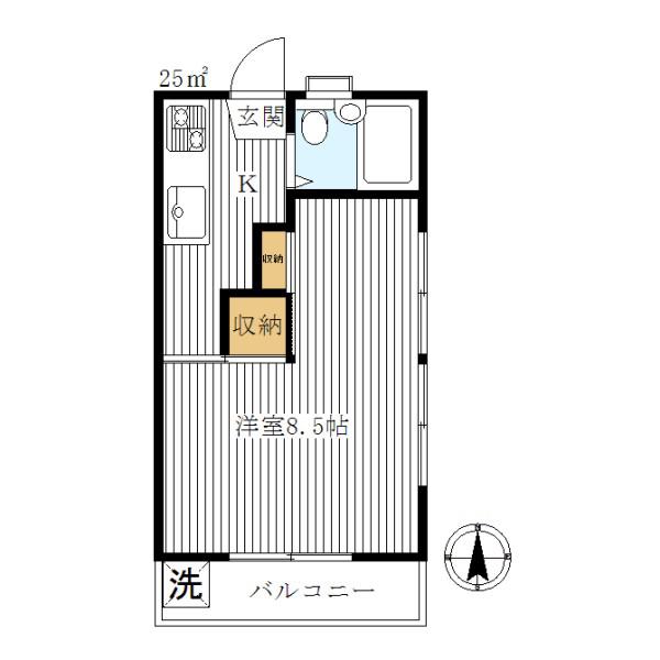 メゾン政竜 2号棟(1K/2階)の間取り写真