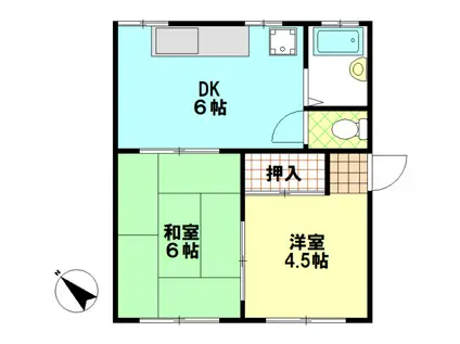 堀アパート(2DK/1階)の間取り写真