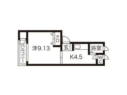 パンセス C棟(1K/1階)の間取り写真