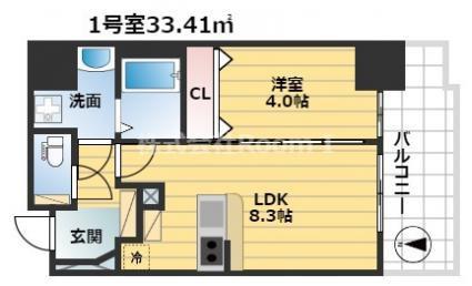 LA DOUCEUR谷町旧ミラージュパレス谷町ブライト(1LDK/2階)の間取り写真