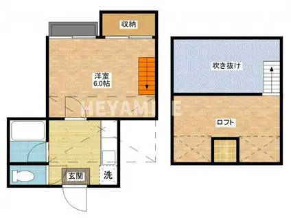 シャトル昭和(1SK/2階)の間取り写真
