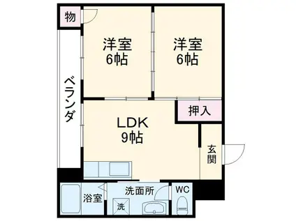 東豊中マンション(2LDK/2階)の間取り写真