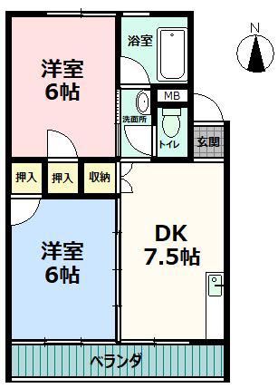 白山マンション(2DK/1階)の間取り写真
