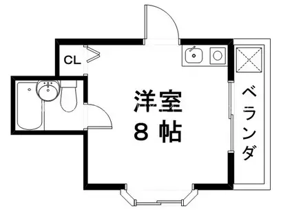 前川興産寮(ワンルーム/1階)の間取り写真