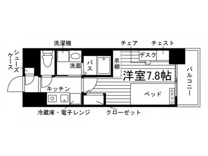 学生会館 UNI EMEAL 三重江戸橋(1K/3階)の間取り写真