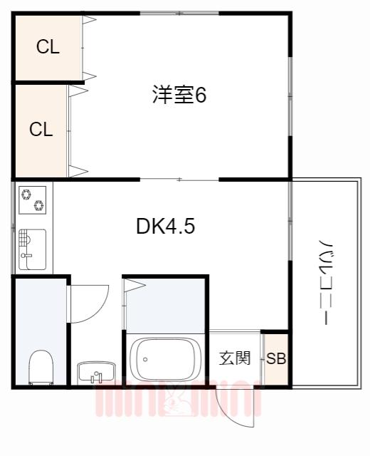 天神ユーハイツ(1DK/3階)の間取り写真
