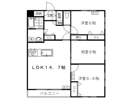 アネックスホーコー(3LDK/1階)の間取り写真