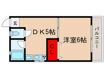 ローズマンション(1DK/2階)の間取り写真