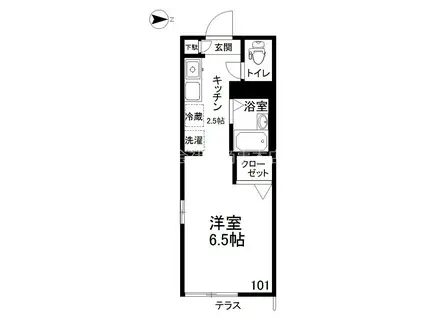 ガーデンハウス三井(1K/1階)の間取り写真
