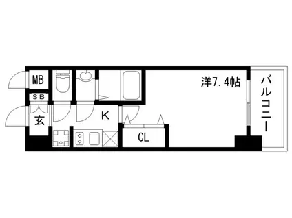 エスライズ神戸三宮山手壱番館(1K/2階)の間取り写真