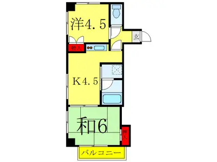 テラス三ノ輪(2DK/3階)の間取り写真