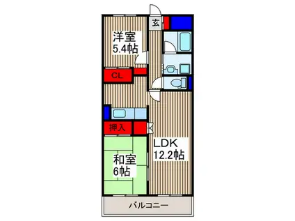 タカーラハーヴェスト弐番館(2LDK/2階)の間取り写真