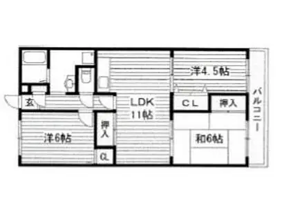キィーロックハイツ(3LDK/3階)の間取り写真