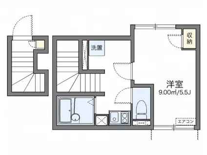 レオネクストシエロ長崎(1K/2階)の間取り写真