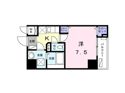 スアヴィス平塚宝町(1K/1階)の間取り写真