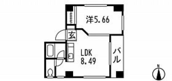 ポートサイド御幸(1DK/4階)の間取り写真