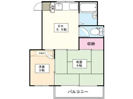 友菊ハイツ(2DK/3階)の間取り写真
