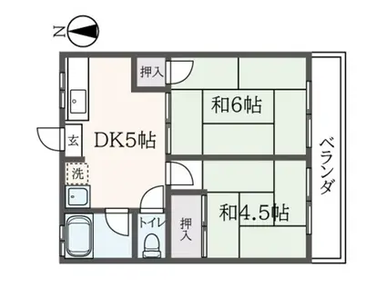 シティハイムスカイウッドA(2DK/2階)の間取り写真