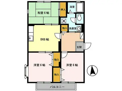 トゥインクルやすらぎ(3DK/2階)の間取り写真