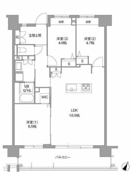 LASANTE 照葉オーシャンテラス(3LDK/2階)の間取り写真