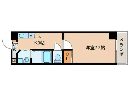 インペリアル奈良大宮(1K/5階)の間取り写真