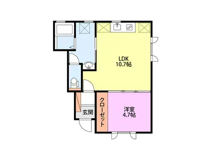 ダイアモンドハウス(1LDK/1階)の間取り写真