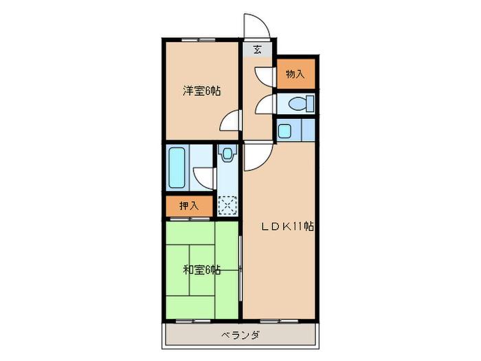 はやしビジデンス(2LDK/5階)の間取り写真