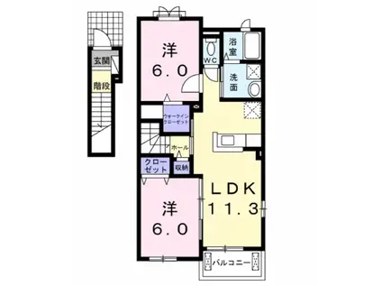 レーブ・サムケット II(2LDK/2階)の間取り写真
