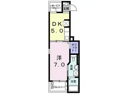花音又穂(1DK/1階)の間取り写真