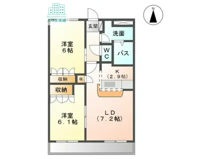 ロイヤルヒル岩松II(2LDK/2階)の間取り写真