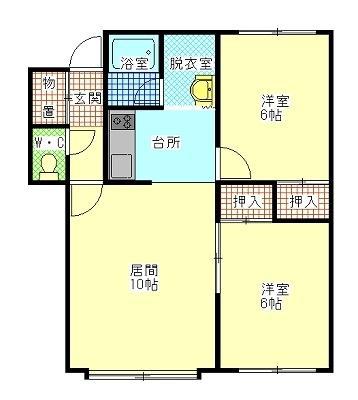ベルフラワーA(2LDK/1階)の間取り写真