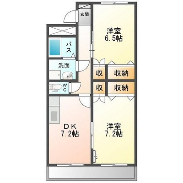 ルミナスコート(2DK/2階)の間取り写真