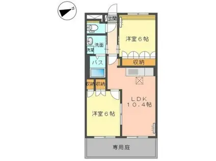 ルノアール(2LDK/1階)の間取り写真