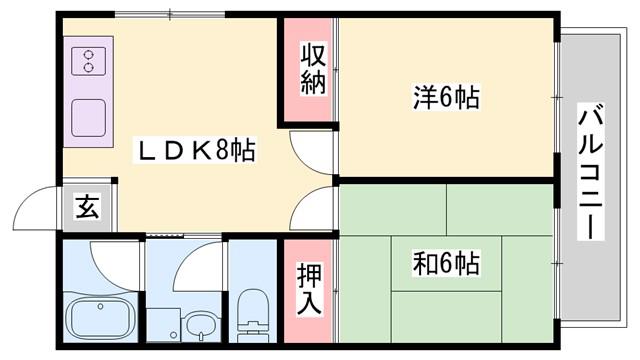 長田コーポ(2DK/3階)の間取り写真