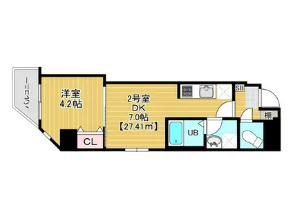 グランヒルズ錦糸町(1DK/6階)の間取り写真