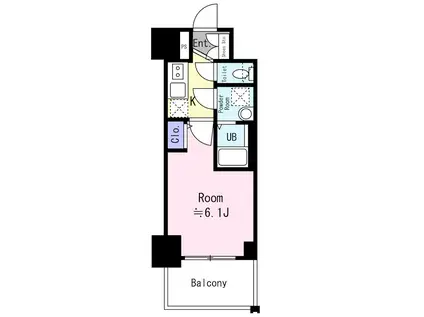エスリード神戸兵庫駅ミッドポート(1K/6階)の間取り写真