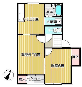 プレステージII(2DK/2階)の間取り写真