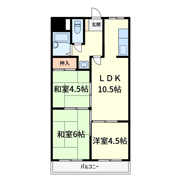 第一藤マンション(3LDK/3階)の間取り写真