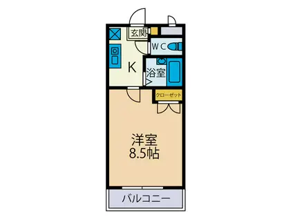 アヴェニール本厚木(1K/1階)の間取り写真