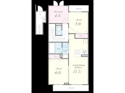 シャルマン青葉A棟(2LDK/2階)の間取り写真