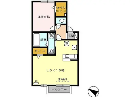 ボルゴマーレ B棟(1LDK/1階)の間取り写真