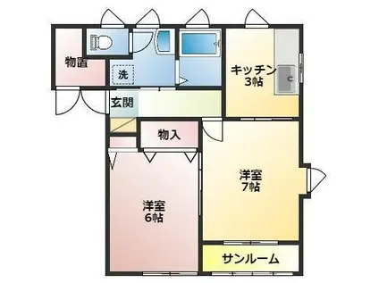 サンシャインパークB(2K/2階)の間取り写真