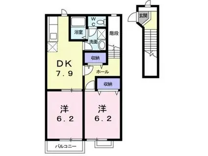 メゾンセレッソA(2DK/2階)の間取り写真